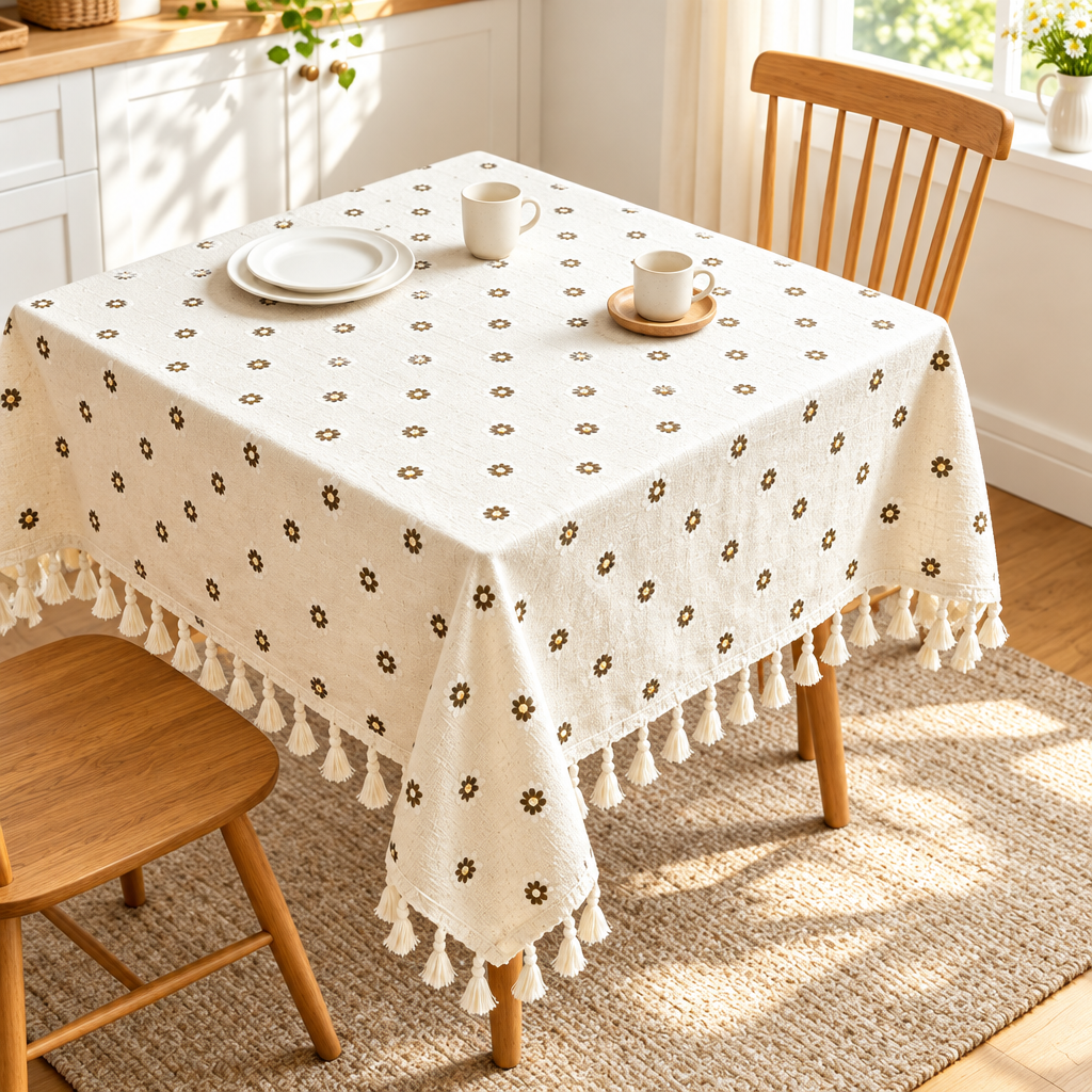 Daisy Fringe Round Tablecloth
