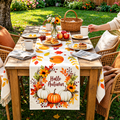 Autumn Pumpkin Maple Leaf Table Runner