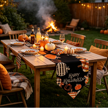 Halloween Pumpkin Ghost Table Runner
