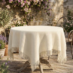 Cream Style Linen Tassel Tablecloth