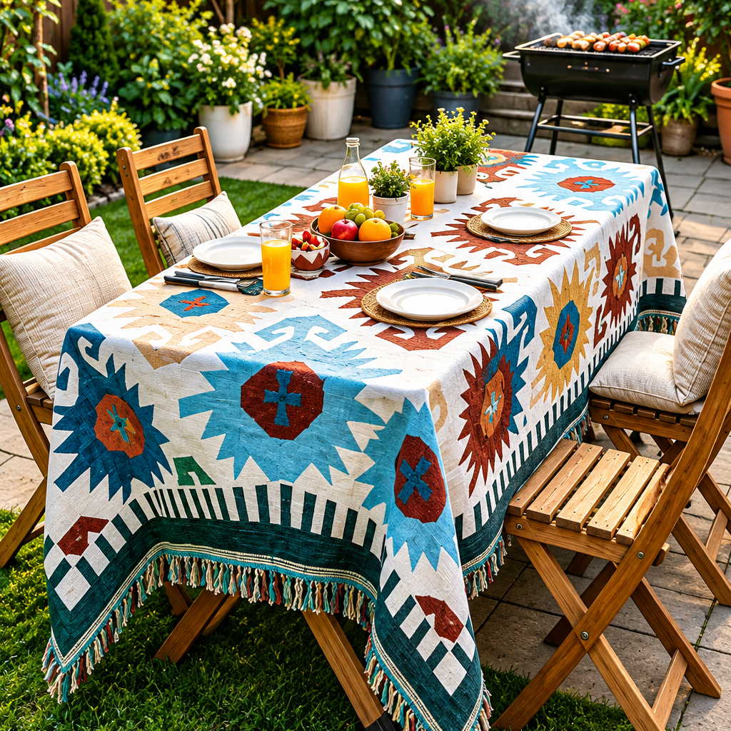 Boho Camping Picnic Tablecloth