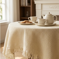Cream Style Linen Tassel Tablecloth
