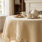 Cream Style Linen Tassel Tablecloth
