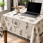 Peony Tassel Cotton Linen Tablecloth