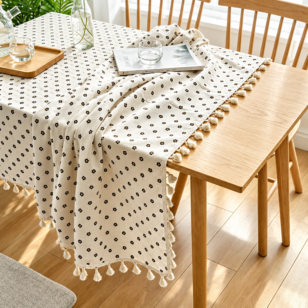 Daisy Fringe Round Tablecloth