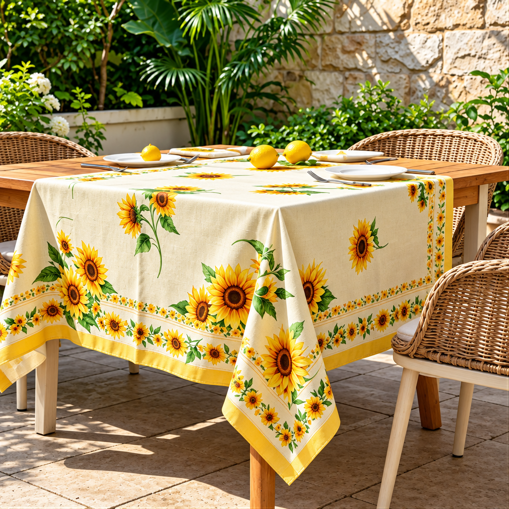 Sunflower Print Rectangular Tablecloth